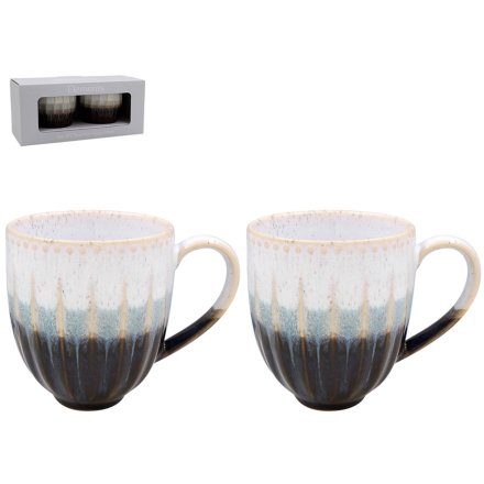 Set of 2 Reactive Glaze Mugs, 13cm 