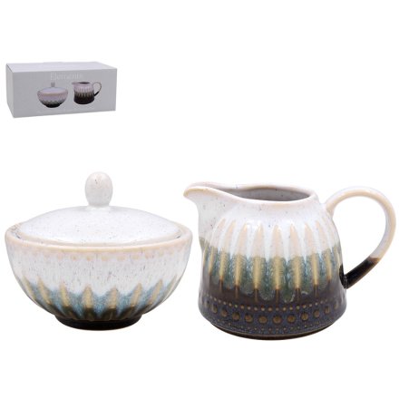 Reactive Glaze Sugar & Cream Set, 13cm 