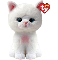 A cute and cuddly white cat soft toy from the TY range 