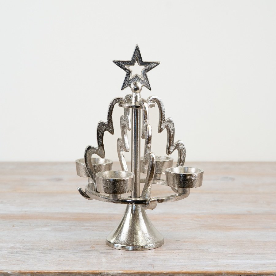 Silver Tree T-Light Holder, 28cm