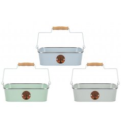 A gorgeous assortment of 3 assorted potting trays each with a wooden handle and a Tree of Life symbol