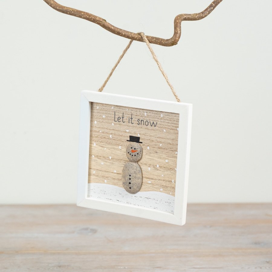 Snowman Pebble Sign