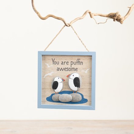 Hanging "You Are Puffin Awesome" Photo Frame, 13cm 