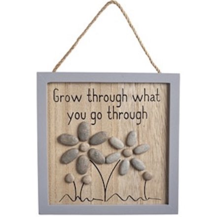 Flower Pebble Photo Frame, 13cm - 'Grow Through What You Go Through'"