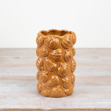 Embrace the beauty of autumn with our charming ceramic pumpkin flower pot