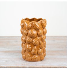 Create a cosy Autumn set up with this chic, rustic vase adorned with various pumpkin 3D motifs