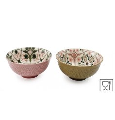 12cm Green & Pink Tileprint Bowl 2/a