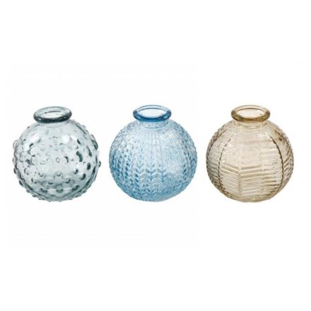 S/3 Coastal Glass Vases 9cm