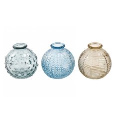 S/3 Coastal Glass Vases 9cm