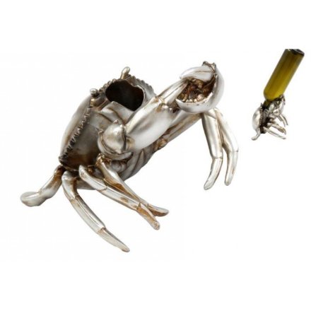 23cm Silver Crab Wine Bottle Holder