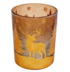 12.5cm Deer Glass Candle Holder