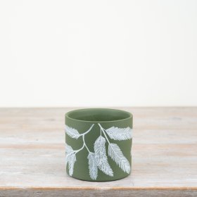 Terracotta Green Leaf Plant Pot, 11.8cm 