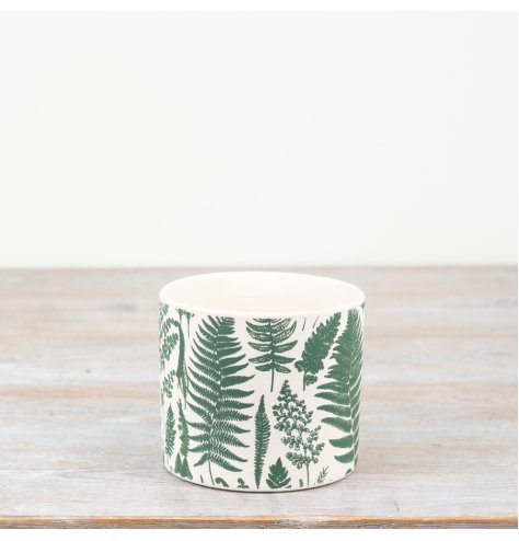 leaf design green and white plant pot 