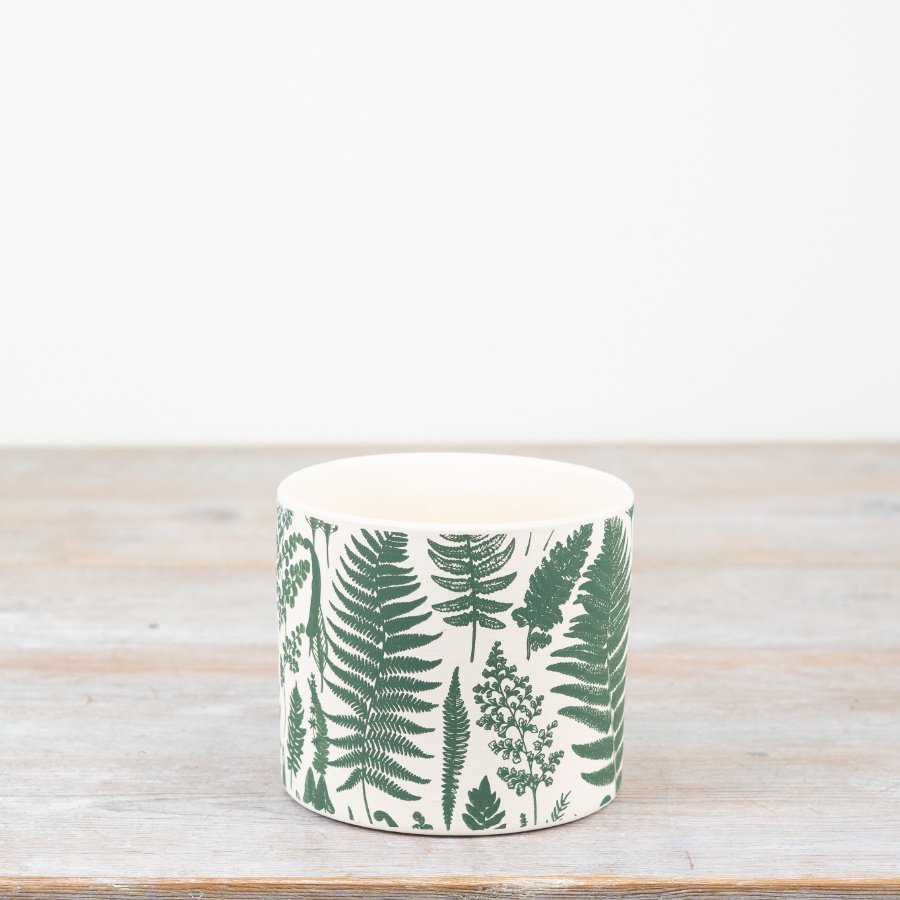 leaf design green and white plant pot 
