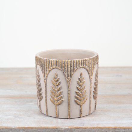 Bring a touch of nature into your home with our stunning Leaf Pattern Cement Planter 