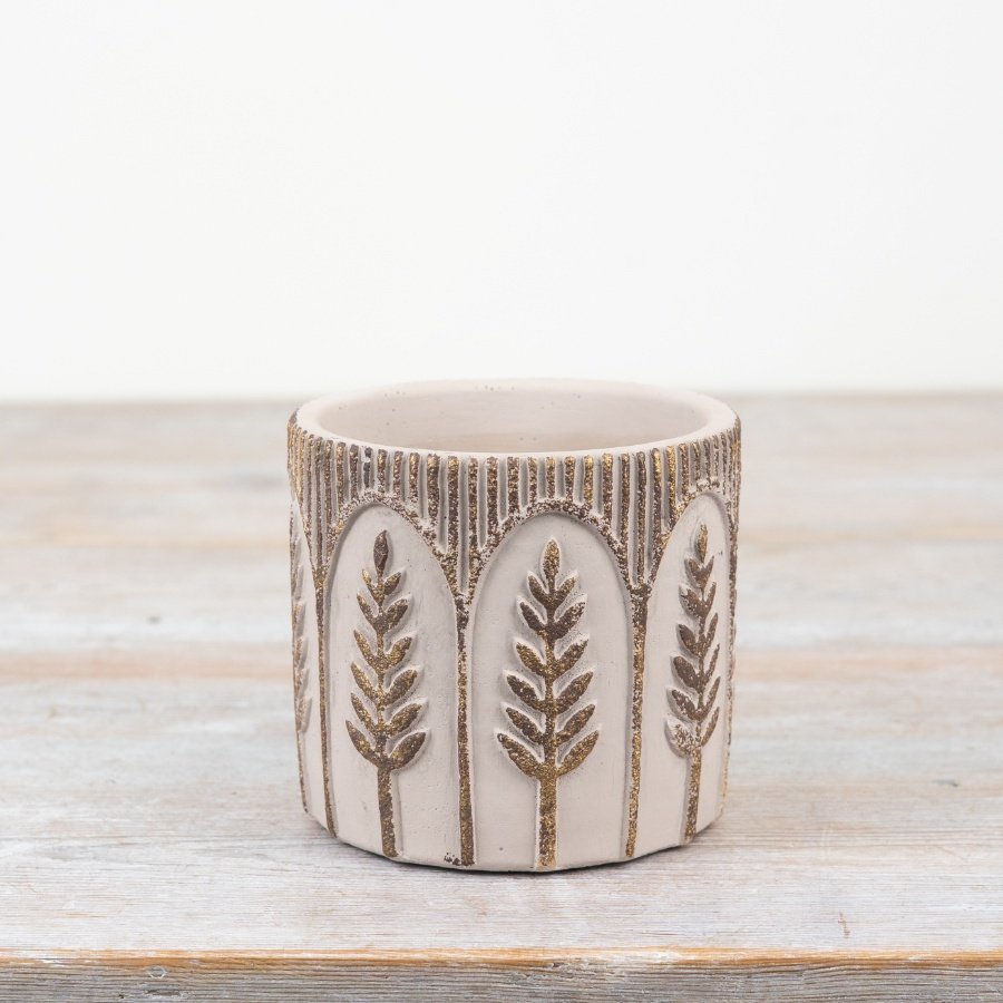 Renew your space with our modern cement pot - a stylish and sturdy enhancement for any living area.