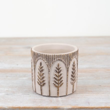 a small stylish leaf patterned planter 
