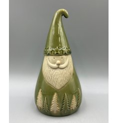 Ceramic Green Santa Ornament, 13.5cm 