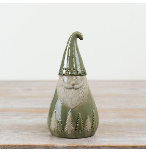 Glazed Green Santa Ornament