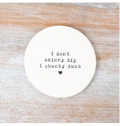 A fine quality engraved coaster with a humorous slogan. 