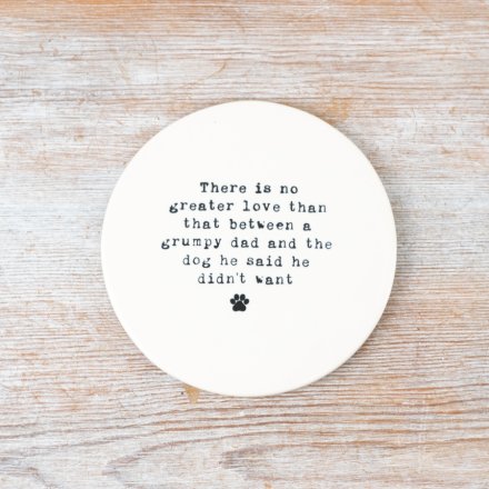 Grumpy Dog Dad Coaster, 10cm