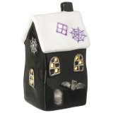 Create a spooky entrance to the home with this ghoulish light up Halloween house in black and white