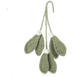 Green Knitted Mistletoe Hanging Decor, 21cm 