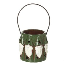 Green Ceramic Lantern, 9cm 