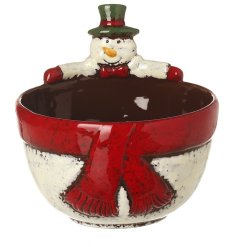Large Ceramic Snowman Bowl, 19.5cm 