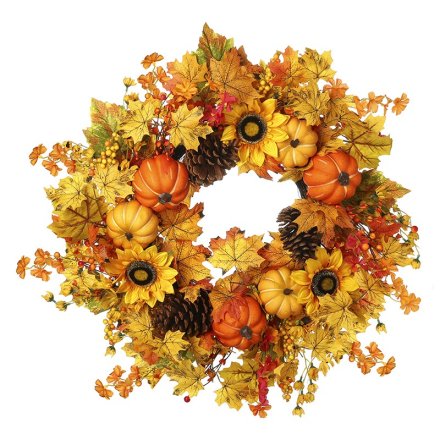 Pumpkin And Flower Wreath, 65cm