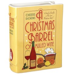 Ceramic Christmas Barrel Cookbook Vase, 20cm 