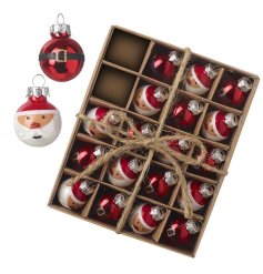 Glass Santa Head And Belt Baubles Set, 15cm 