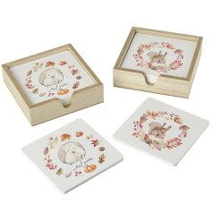 A gorgeous set of 4 Autumn coasters in two assorted designs. 