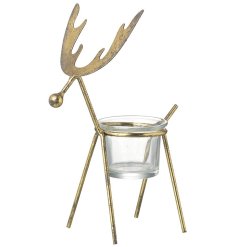 Gold Metal Reindeer T Light, 20cm 