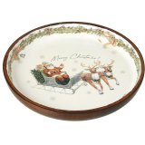 23.5cm Merry Christmas Santa Sleigh Round Tray