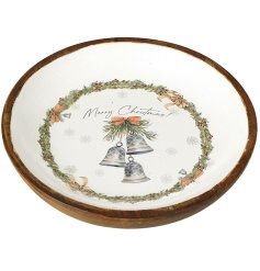 Merry Christmas Bells Round Tray, 16cm