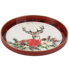 Round Reindeer Tray, 22cm 