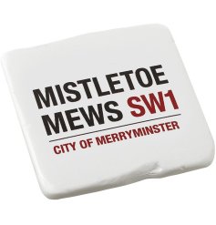 Xmas Mistletoe Mews Coaster, 9cm 