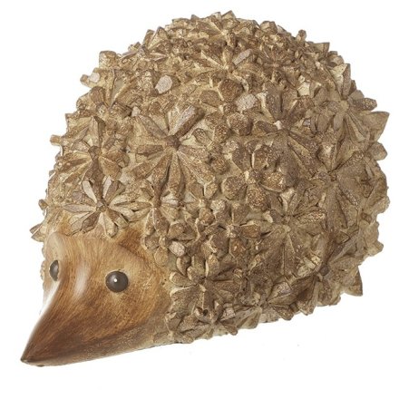 Resin Wood Finish Hedgehog Decoration, 24.5cm