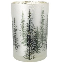Tall Mottled Tree Glass Jar, 18cm 