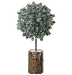Green Tree Metal Trunk & Wooden Base, 30cm 