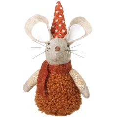 Sitting Mouse With Orange Spot Hat, 22cm 