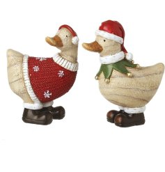 Xmas Ducks Couple, 16.2cm 