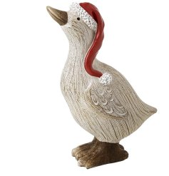 Xmas Duck In Santa Hat Figurine, 13.5cm 