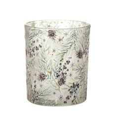 Pine Frosted Glass Candle Holder, 7.4cm 