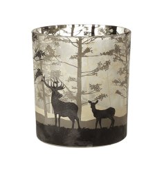 Deer Glass Candle Holder, 8cm 