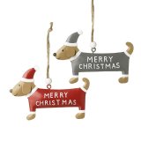 2/A Merry Christmas Sausage Dog Hanger, 11.5cm 
