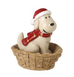 5.7cm Dog With Santa Hat In Basket