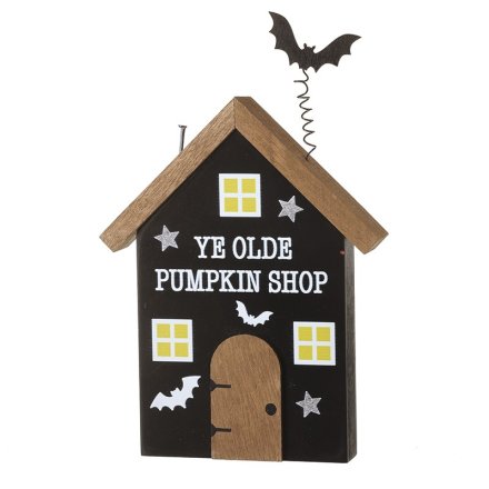 Wooden Ye Olde Pumpkin Shop, 20.5cm