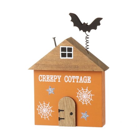 Wooden Orange Creepy Cottage, 20cm 